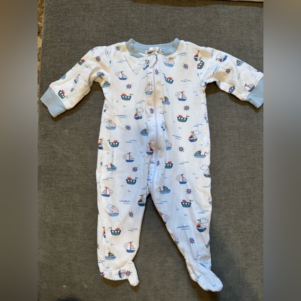 Kissy Kissy White and Blue Nautical Footies